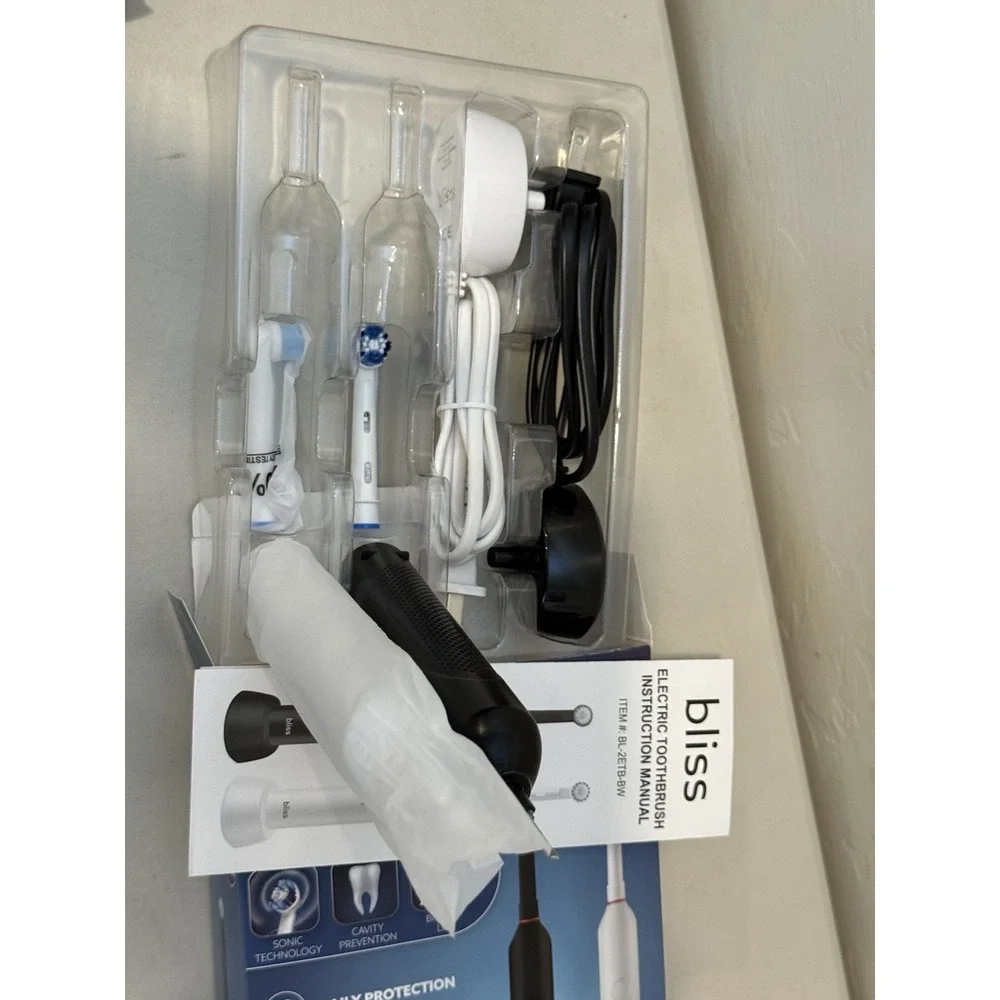 Bliss Electric Toothbrush Set 2. Black & White. Compatible With Oral-Brush Head